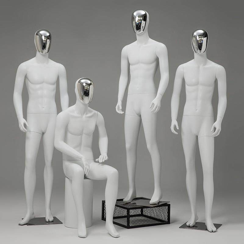 银色电镀脸全身男模特高档橱窗展示衣架人台服装店男模特假人衣架