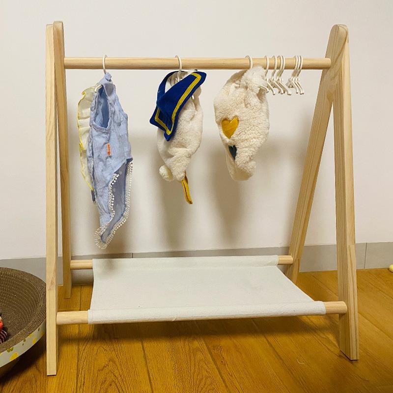儿童实木挂衣架新生儿衣服架童装落地展示架猫咪狗狗衣柜宠物衣架