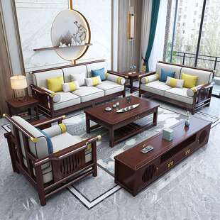 新中式实木沙发禅意古典中国风大户型客厅酒店接待冬夏两用木沙发