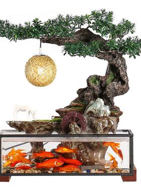 0新中式流水生财陶瓷摆件喷泉客厅办公室开业礼品