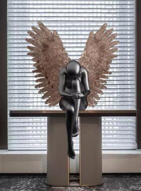 左顾现代创意雕塑摆件落地天使人物酒店大堂艺术品样板房客厅摆件