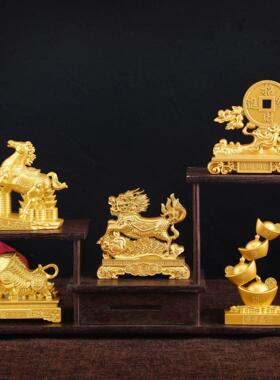 0办公室合金摆件家居客厅装饰品如意麒麟旺市神牛马上有钱