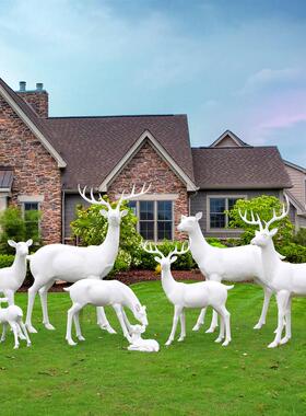 0园林景观摆件户外花园小品婚庆美陈梅花鹿玻璃钢动物橱窗麋鹿雕