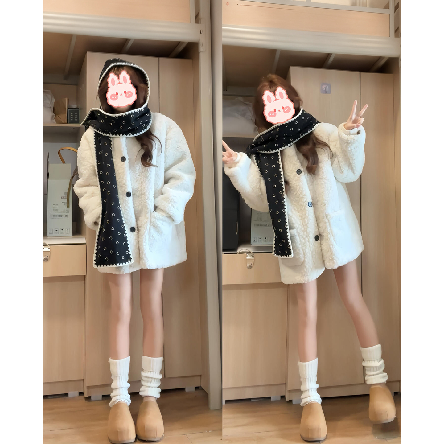 【免费试穿】羊羔毛皮毛一体外套