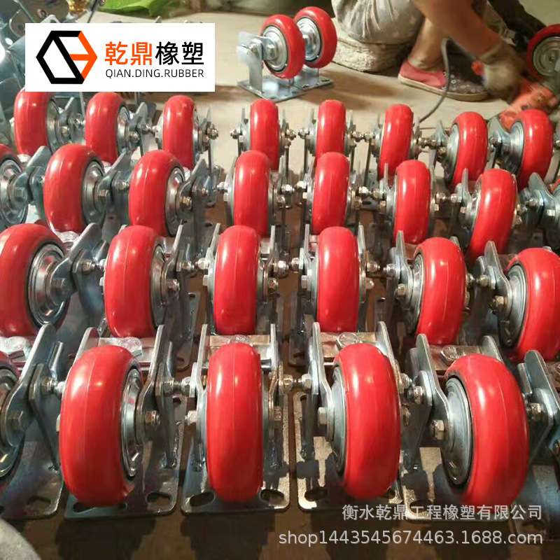 厂家供应脚轮 工业脚轮 弹簧减震PU轮橡胶轮 脚手架脚轮