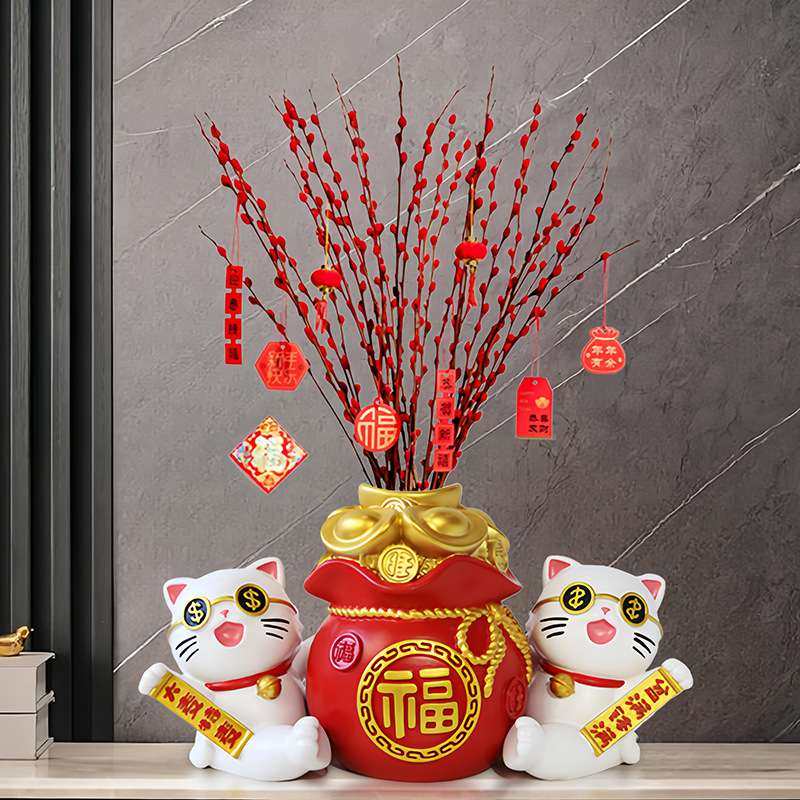 创意新中式招财猫福袋插花瓶装饰摆件新年店铺前台送朋友高档礼物,农机/农具/农膜,割灌机/割草机/油锯,淘宝优惠券,粉丝福利购,淘宝优惠卷