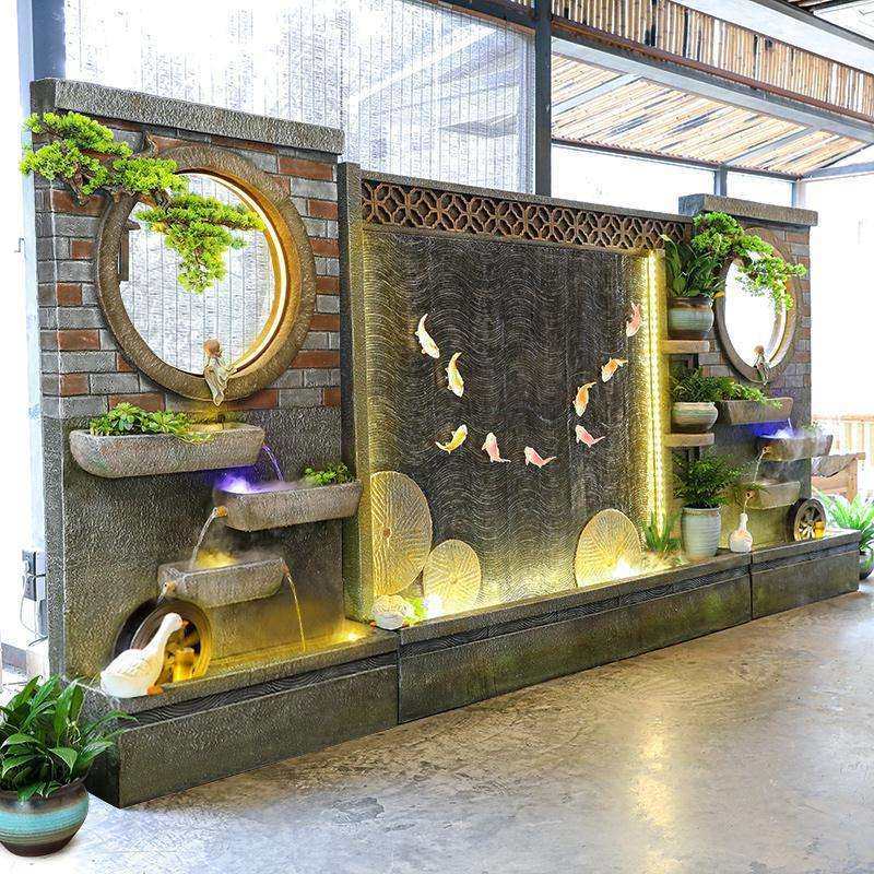 大型田园流水屏风玄关水幕墙喷泉水景景观假山落地摆件公司送礼,家居饰品,流水摆件,淘宝优惠券,粉丝福利购,淘宝优惠卷