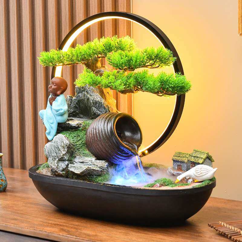 中式创意小假山循环流水喷泉招财摆件办公室客厅玄关桌面装饰礼品,家居饰品,流水摆件,淘宝优惠券,粉丝福利购,淘宝优惠卷