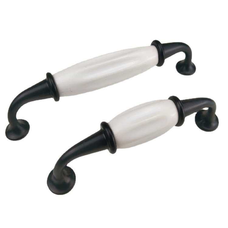 美式黑白陶瓷柜门拉手现代简约衣柜橱柜门把手欧式抽屉百搭小拉手
