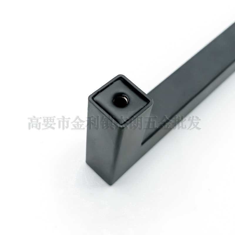 方形哑光橱柜门拉手轻奢不锈钢厨柜现代简约抽屉衣柜黑色加长把手