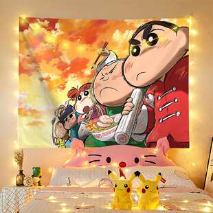 日式动漫蜡笔小新背景布ins挂布儿童房卧室床头墙布宿舍装饰挂毯