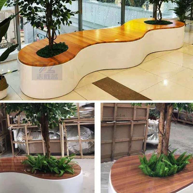 玻璃钢树池座椅户外商场美陈休闲椅波浪木纹设计坐凳户外休闲椅,农机/农具/农膜,割灌机/割草机/油锯,淘宝优惠券,粉丝福利购,淘宝优惠卷