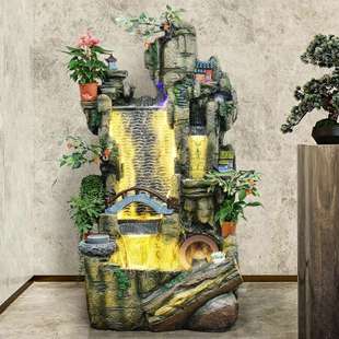 大型假山流水喷泉瀑布造景户外别墅庭院花园室内外大厅落地景观