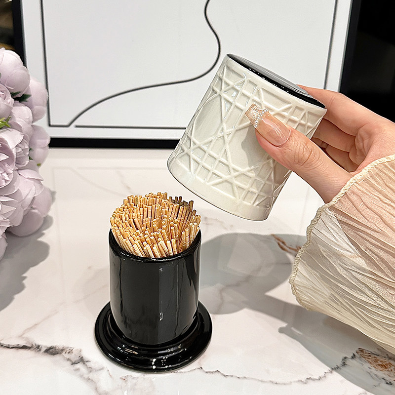 速发陶瓷牙签筒2024新线高颜值家用创意艺术轻款高级感牙奢棉签盒