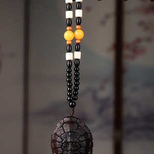 速发紫光下木雕刻富甲天随手把件车挂吊坠檀身盘玩摆件6.7