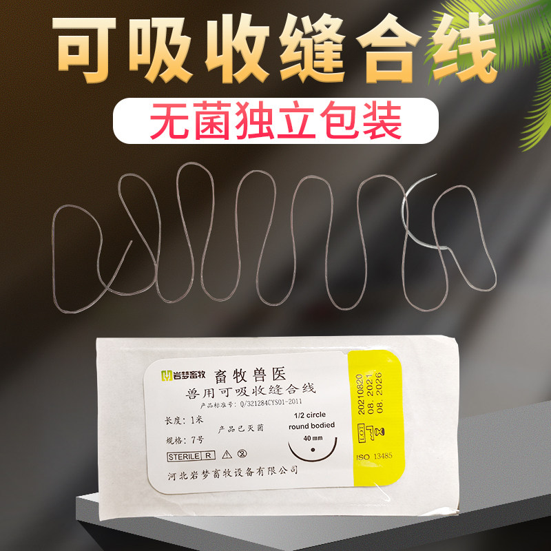速发兽兽手术角合线猪用三缝针用医器械工具直针弯针手术缝合针线