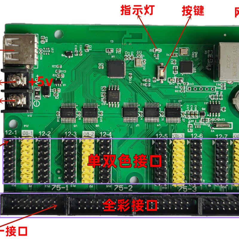 速发瑞合信控制卡 显示屏 128WU200网口门头单双色全彩网络卡