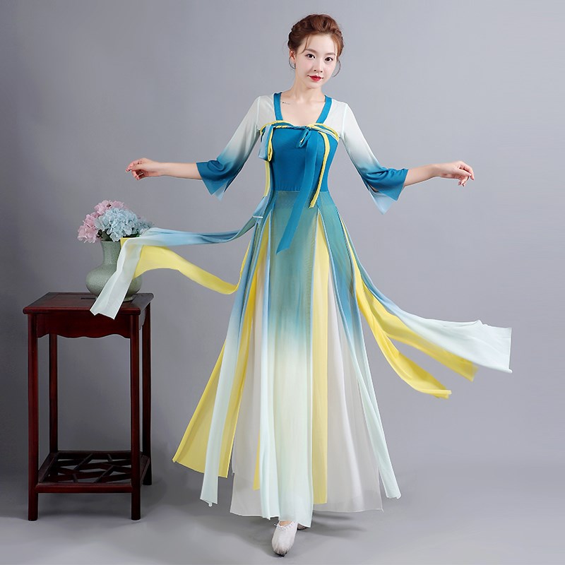 现货速发新款古典舞服装练功服飘逸艺考舞蹈服汉服中国风衣服