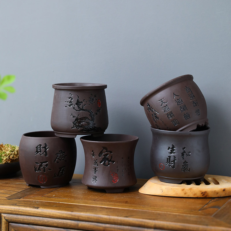 现货速发宜兴紫砂兰花盆大口径君子兰盆陶瓷兰草盆
