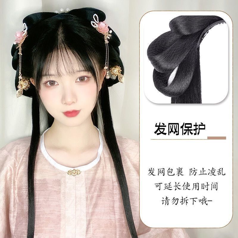 速发汉服假发一体式懒人发箍发束软发髻古代头造饰型假发古装盘发