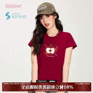 设计感小众别致上衣 t恤女夏款 Gbiaiorr美式 甜辣风小苹果正肩短袖