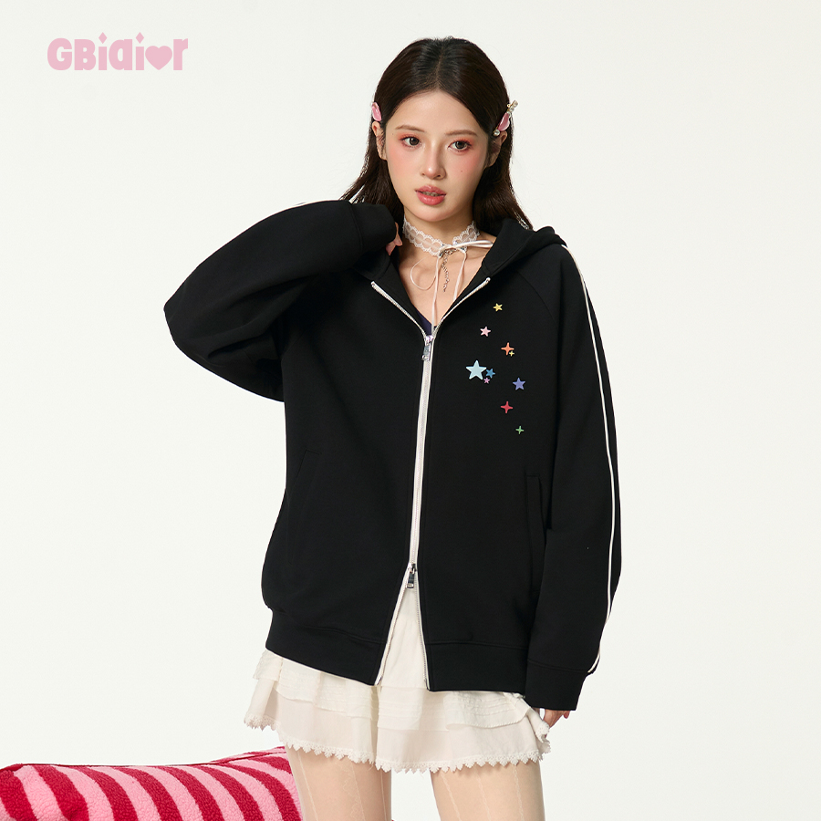 Gbiaior美式学院风拉链连帽外套