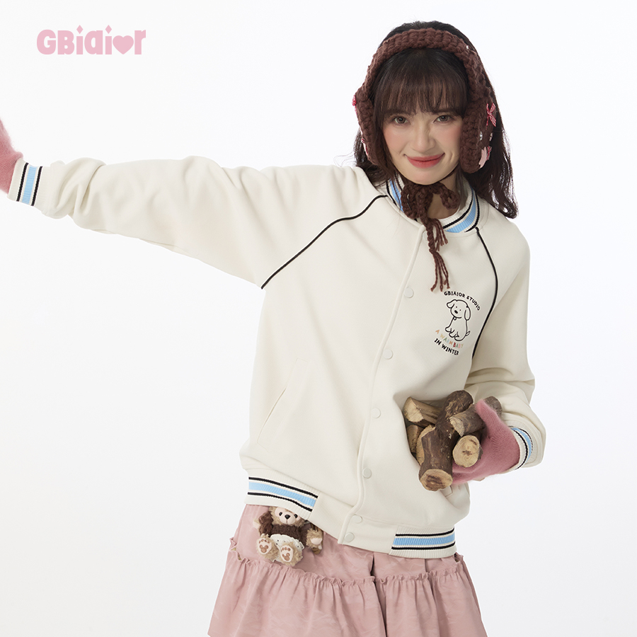 常规棒球服Gbiaior印花棉宽松