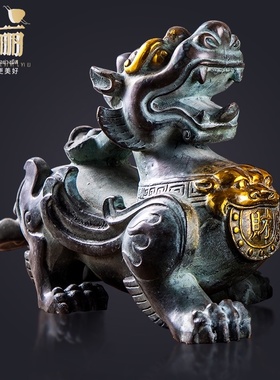 速发全铜貔中摆件一对貅式家居装客品饰厅办公室酒店会所桌面