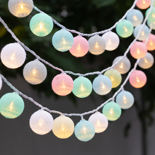 速发彩灯氛围灯露摊灯闪灯串灯摆营灯带间房装饰布置小棉球灯