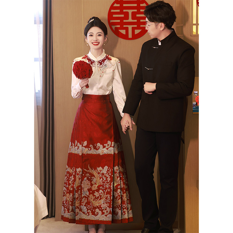 速发新中式云肩马面裙套装结服平时可穿敬酒服新娘婚婚回门订婚礼
