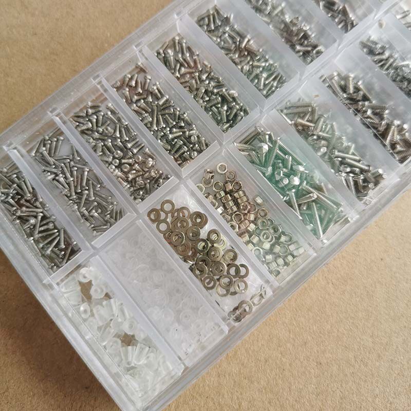 速发1000pc8种常用规格螺钉鼻托镜腿螺丝螺帽 配件螺丝套盒