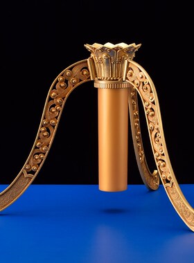 速发手摇转筒底黄件式座铜长柄配套三足转动轮莲花底座摆藏加大号