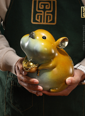 速发全铜老鼠摆件客厅办公室品居家艺品乔迁新居开业礼工艺术