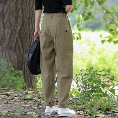 速发士棉质搭装休腰裤松紧高闲小脚哈伦裤百工廓形萝卜裤