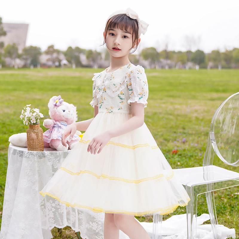 女童洋装夏季新款小孩裙子短袖薄款中童洋装森系女童装公主裙