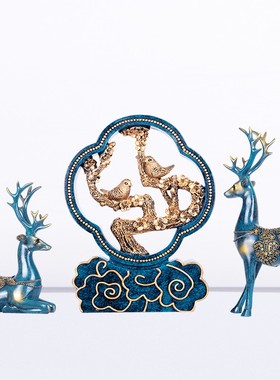 创意家居饰品招财鹿摆件客厅电视柜酒柜玄关摆设软装饰品结婚礼物