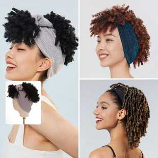 发带头套假发女短发仿真全头套式 一体假发套发 LEE黑美式 极速LUCY