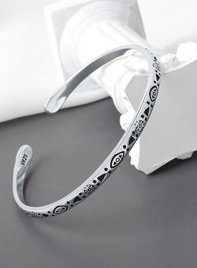 新款个性图案手镯女时尚复古花纹开口镯子手环送闺蜜礼物手饰
