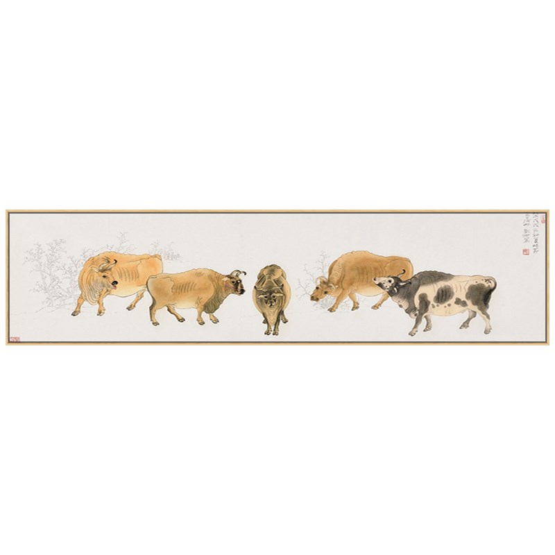 五牛图中国名画中式客厅挂画镇宅招财国画书房背景墙办公室装饰画图片