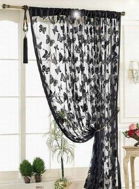 Door Curtain Window Room Black Lace Curtains Divider