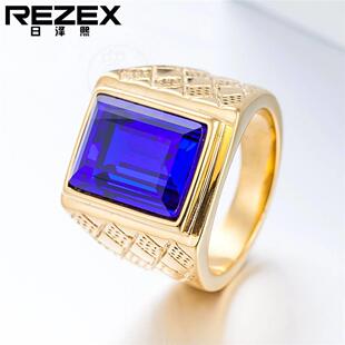 好货-R0178-NK03 Personality Fashion Gold Sapphire Titanium S