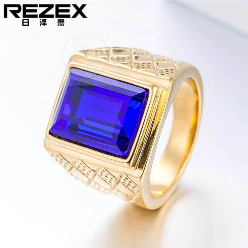 好货-R0178-NK03 Personality Fashion Gold Sapphire Titanium S