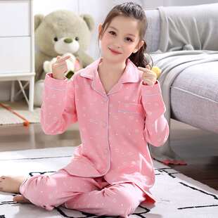 15岁 女童家居服12 儿童睡衣女春秋纯棉长袖 中大童夏女孩宝宝开衫