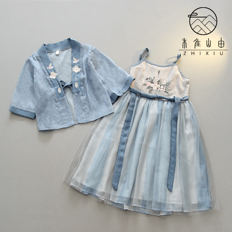 女童汉服2023春夏中国风唐装儿童超仙民族国学古筝演出舞蹈古装裙