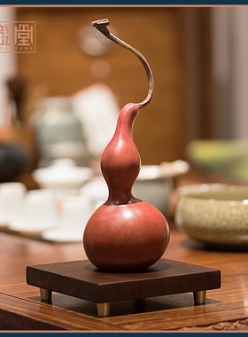 铜韵堂丨彩铜葫芦摆件福禄寿喜财工艺礼品客厅办公桌家居中式装饰