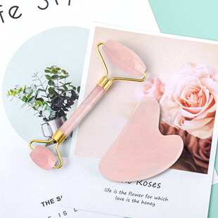 极速Natural Gua Facial Body Roll Set Jade Quartz Rose Sha