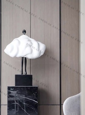 现代简约黑白云朵人物摆件雕塑样板房售楼处书房客厅玄关软装饰品