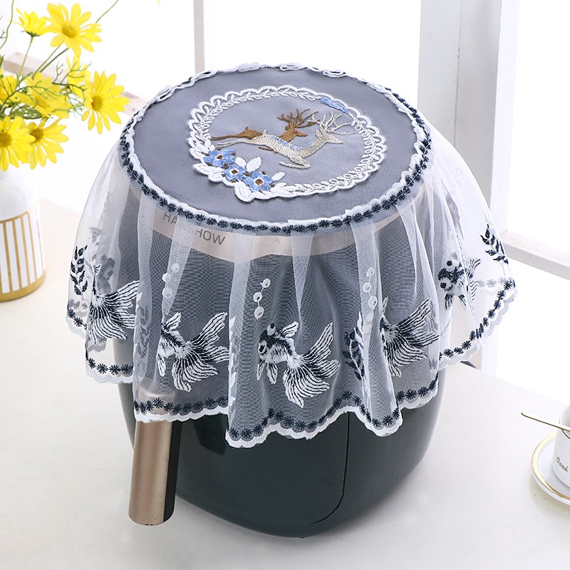 空气炸锅防尘罩蕾丝刺绣保护罩布艺厨房用电器盖布盖巾防尘豆浆机