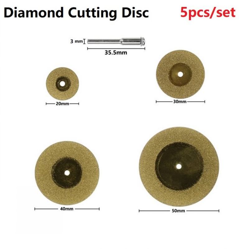5pcs 20/30/40/50mm Diamond Cutting Discs +1 Connecting Rod D