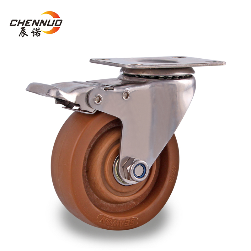 不锈钢脚轮3寸耐高温轮300度电木玻纤轮烤箱4寸5寸万向轮刹车轮子